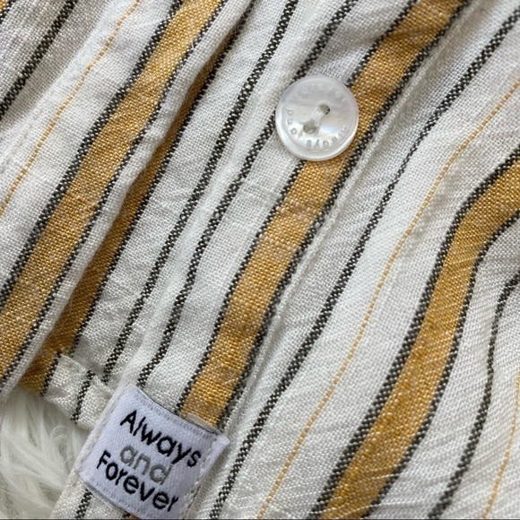 Always And Forever Striped Button Up Blouse | White & Yellow | Small - Picture 3 of 6